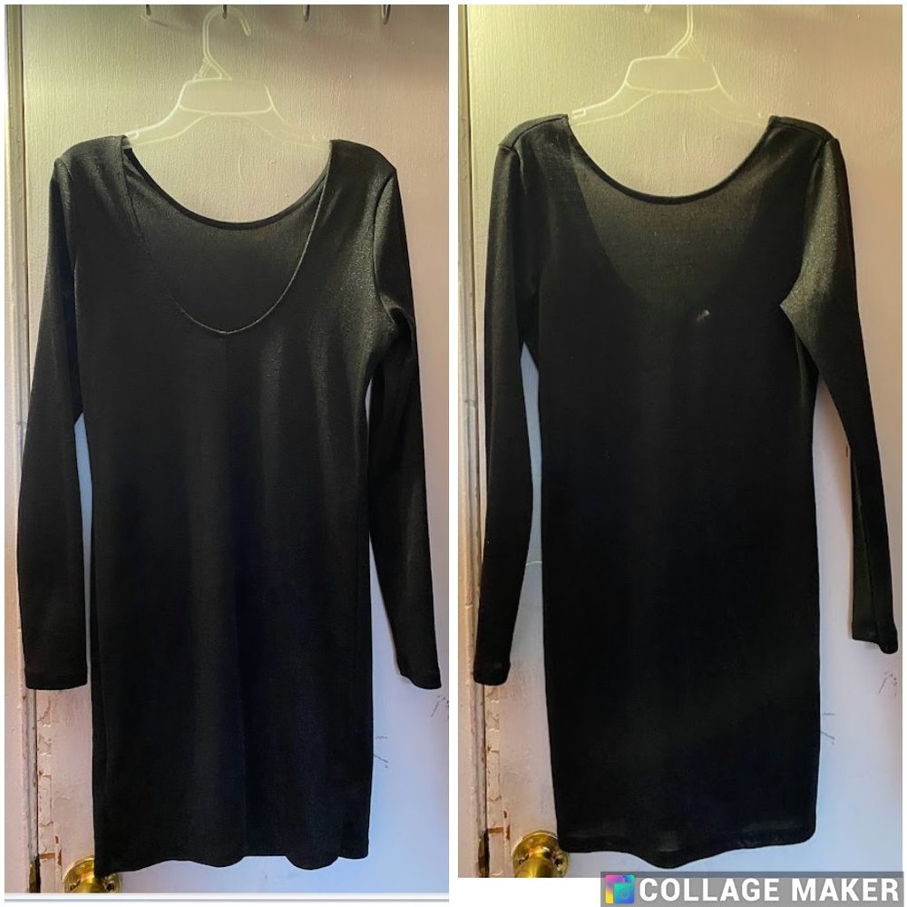 Back Divided by H&M Open Back Black Transparent Sparkle Dress Size 12